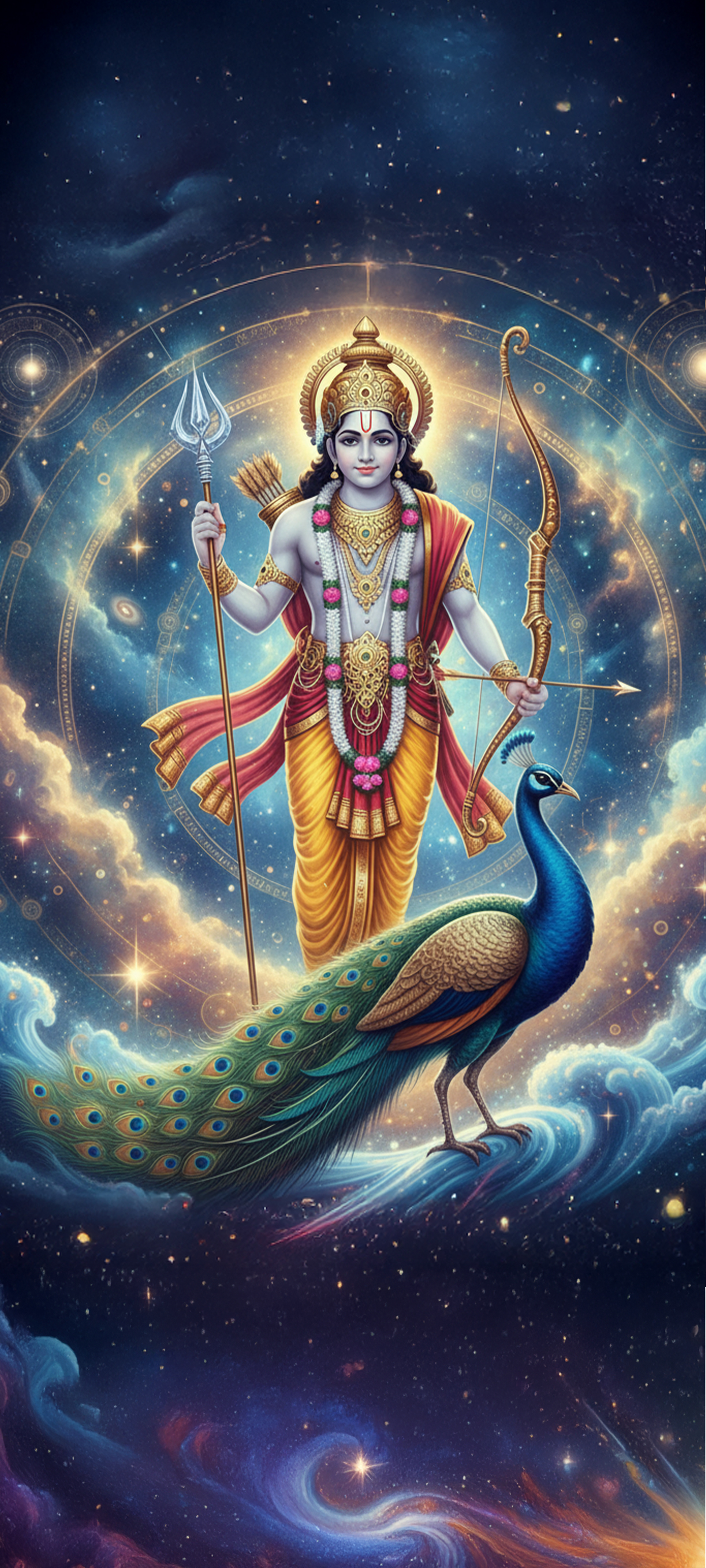 ขันทกุมารทรงนกยูงชนะคู่แข่ง